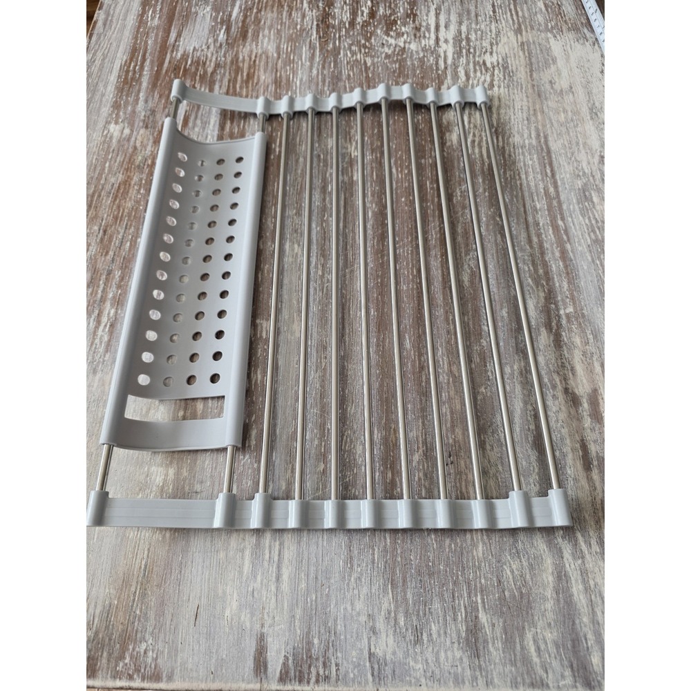 Goodful Roll Away Multipurpose Dish Drying Rack in Gray, Size L